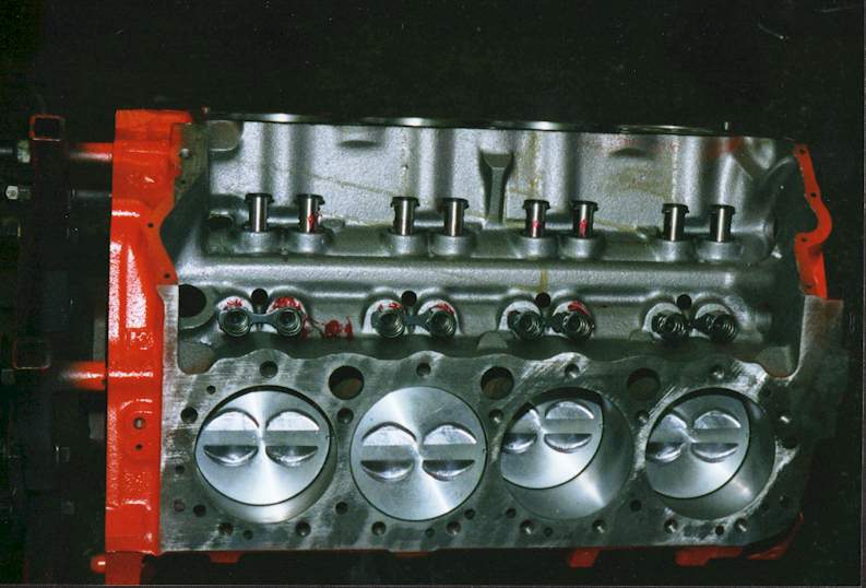 Close-up of the block and pistons